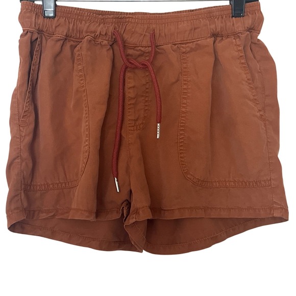 Quince Pants - Quince Shorts Womens Small Rust Brown 100% Lyocell Drawstring Utility Casual